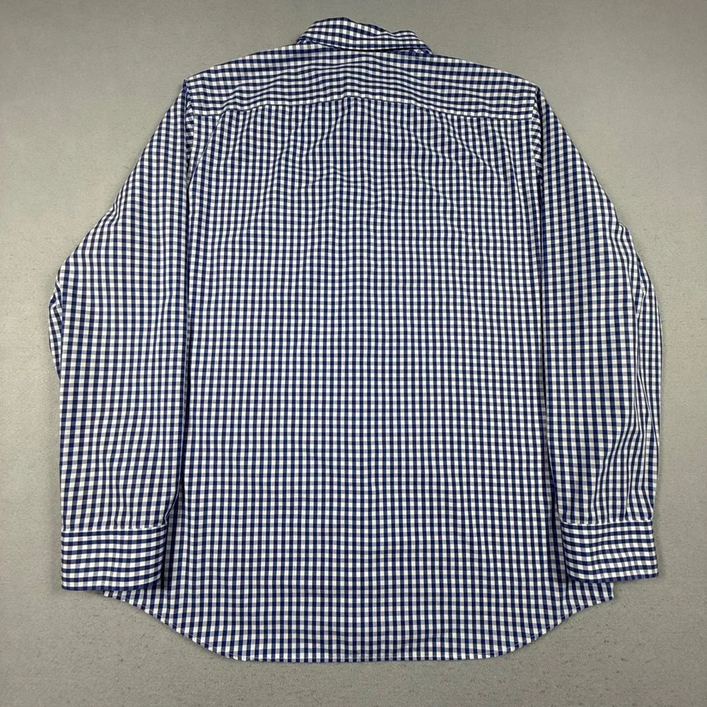 Banana Republic Mens XL Blue White Gingham Non-Iron Slim Fit Button Down Shirt